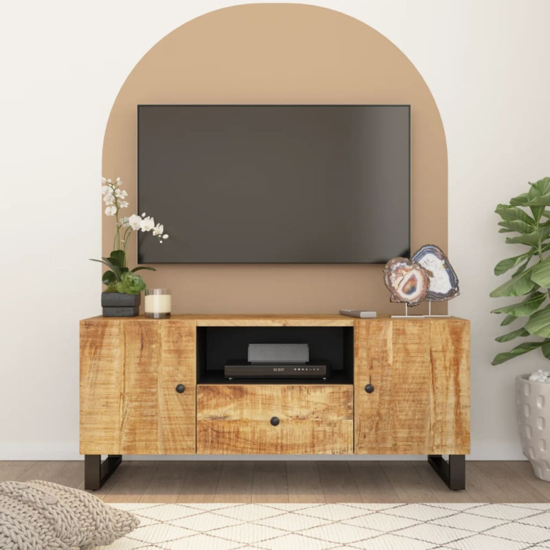 Meuble TV 105x33,5x46 cm bois de manguier et d'ingénierie