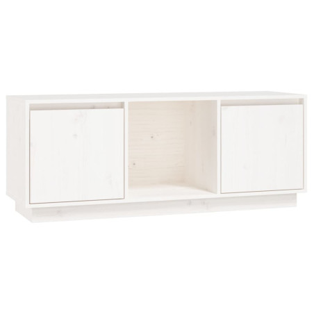 Meuble TV Blanc 110,5x35x44 cm Bois de pin massif