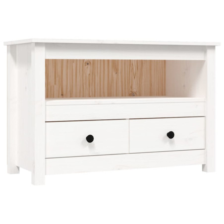 Meuble TV Blanc 79x35x52 cm Bois de pin massif