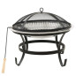 Foyer et barbecue avec tisonnier 2 en 1 56x56x49 cm Inox