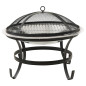 Foyer et barbecue avec tisonnier 2 en 1 56x56x49 cm Inox