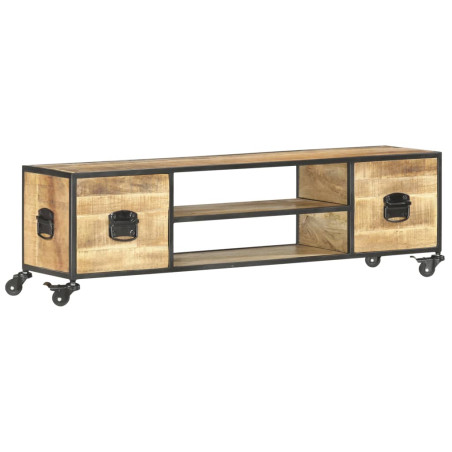 Meuble TV 130x30x39 cm Bois massif de manguier