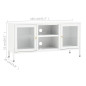 Meuble TV Blanc 105x35x52 cm Acier et verre