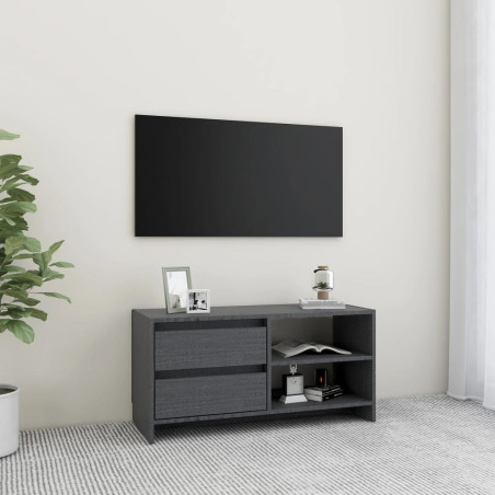 Meuble TV Gris 80x31x39 cm Bois de pin massif