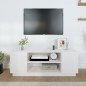 Meuble TV Blanc 110x35x40,5 cm Bois de pin massif