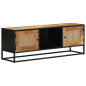 Meuble TV 110x30x40 cm bois massif de manguier brut et fer