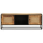 Meuble TV 110x30x40 cm bois massif de manguier brut et fer