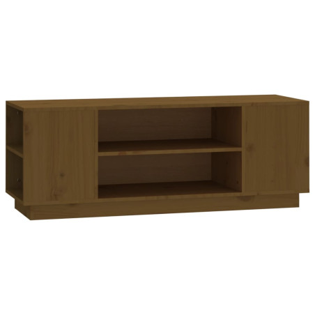 Meuble TV Marron miel 110x35x40,5 cm Bois de pin massif