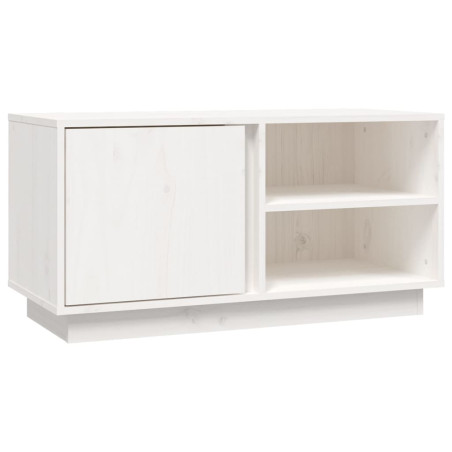 Meuble TV Blanc 80x35x40,5 cm Bois de pin massif