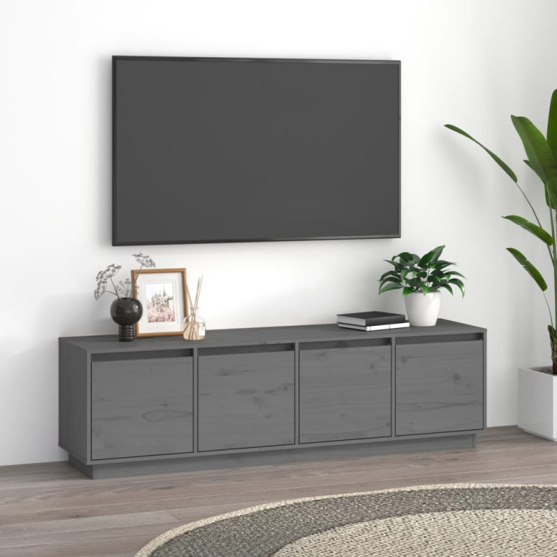 Meuble TV Gris 156x37x45 cm Bois de pin massif