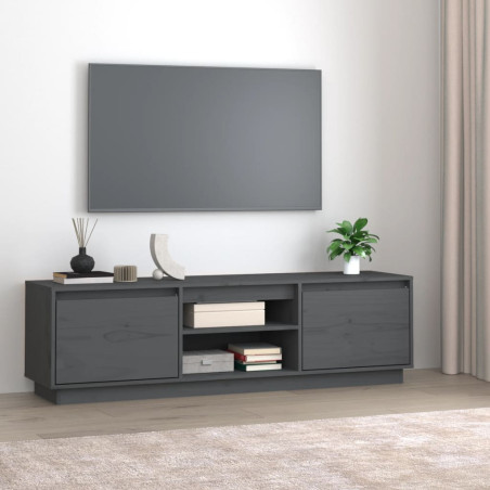 Meuble TV Gris 140x35x40 cm Bois de pin massif