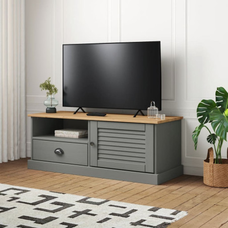 Meuble TV VIGO gris 106x40x40 cm bois massif de pin