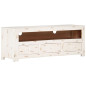 Meuble TV Bois massif d'acacia 110x30x40 cm Blanc