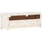 Meuble TV Bois massif d'acacia 110x30x40 cm Blanc