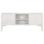 Meuble TV Blanc 115x30x46 cm Bois massif de manguier