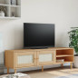 Meuble TV SENJA aspect rotin marron 158x40x49cm bois massif pin