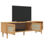 Meuble TV SENJA aspect rotin marron 158x40x49cm bois massif pin