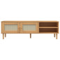 Meuble TV SENJA aspect rotin marron 158x40x49cm bois massif pin