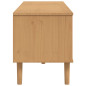 Meuble TV SENJA aspect rotin marron 158x40x49cm bois massif pin