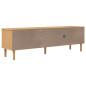 Meuble TV SENJA aspect rotin marron 158x40x49cm bois massif pin