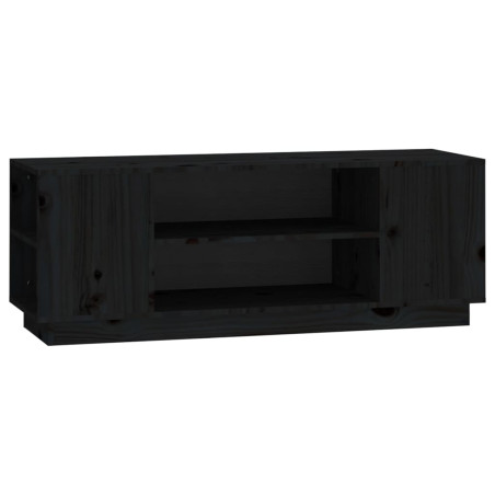 Meuble TV Noir 110x35x40,5 cm Bois de pin massif