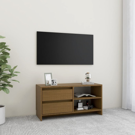 Meuble TV Marron miel 80x31x39 cm Bois de pin massif