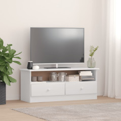 Meuble TV et tiroirs ALTA blanc 100x35x41 cm bois massif de pin