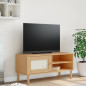 Meuble TV SENJA aspect rotin marron 106x40x49cm bois massif pin