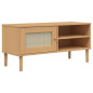 Meuble TV SENJA aspect rotin marron 106x40x49cm bois massif pin