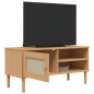 Meuble TV SENJA aspect rotin marron 106x40x49cm bois massif pin