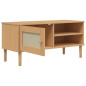 Meuble TV SENJA aspect rotin marron 106x40x49cm bois massif pin