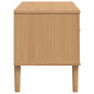 Meuble TV SENJA aspect rotin marron 106x40x49cm bois massif pin