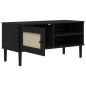 Meuble TV SENJA aspect rotin noir 106x40x49cm bois massif pin