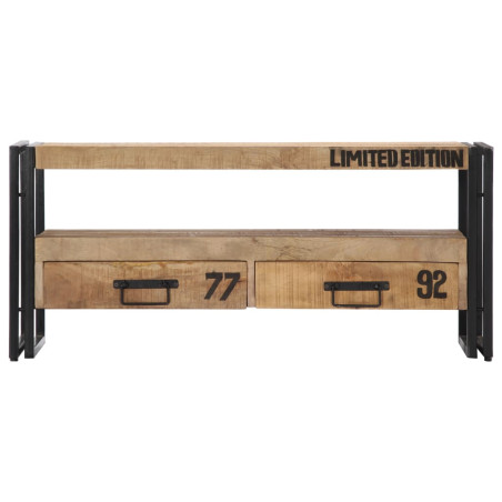 Meuble TV industriel - Bois de manguier massif - 100x30x45 cm