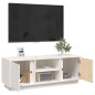 Meuble TV Blanc 110x35x40,5 cm Bois de pin massif