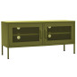 Meuble TV Vert olive 105x35x50 cm Acier