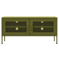 Meuble TV Vert olive 105x35x50 cm Acier