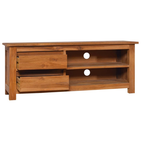 Meuble TV colonial marron clair - Bois de teck - 100x30x40 cm