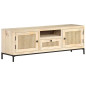 Meuble TV 120x30x40 cm Bois de manguier et canne naturelle