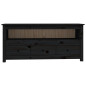 Meuble TV Noir 114x35x52 cm Bois de pin massif