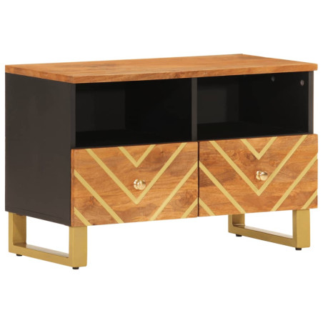 Meuble TV marron et noir 70x33,5x46 cm bois massif de manguier