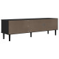 Meuble TV SENJA aspect rotin noir 158x40x49cm bois massif pin