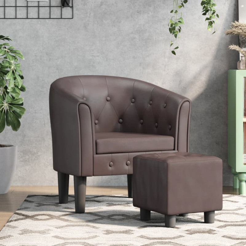 Chaise cabriolet avec repose-pied marron similicuir