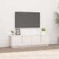 Meuble TV Blanc 140x40x40 cm Bois de pin massif