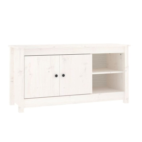 Meuble TV Blanc 103x36,5x52 cm Bois de pin massif