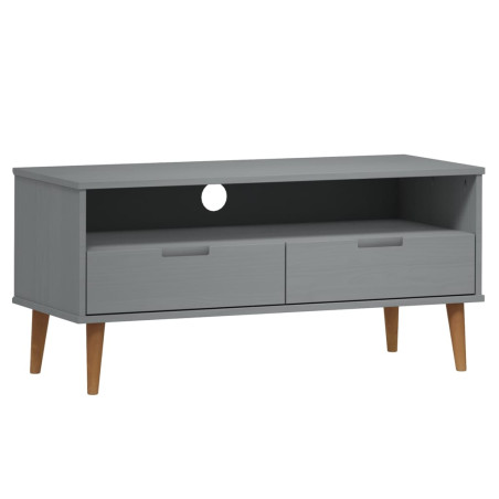 Meuble TV MOLDE Gris 106x40x49 cm Bois de pin massif