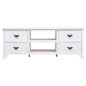 Meuble TV Blanc antique 108x30x40 cm Bois de Paulownia solide