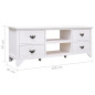 Meuble TV Blanc antique 108x30x40 cm Bois de Paulownia solide