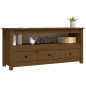 Meuble TV Marron miel 114x35x52 cm Bois de pin massif