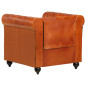 Fauteuil Chesterfield Brun roux Cuir véritable